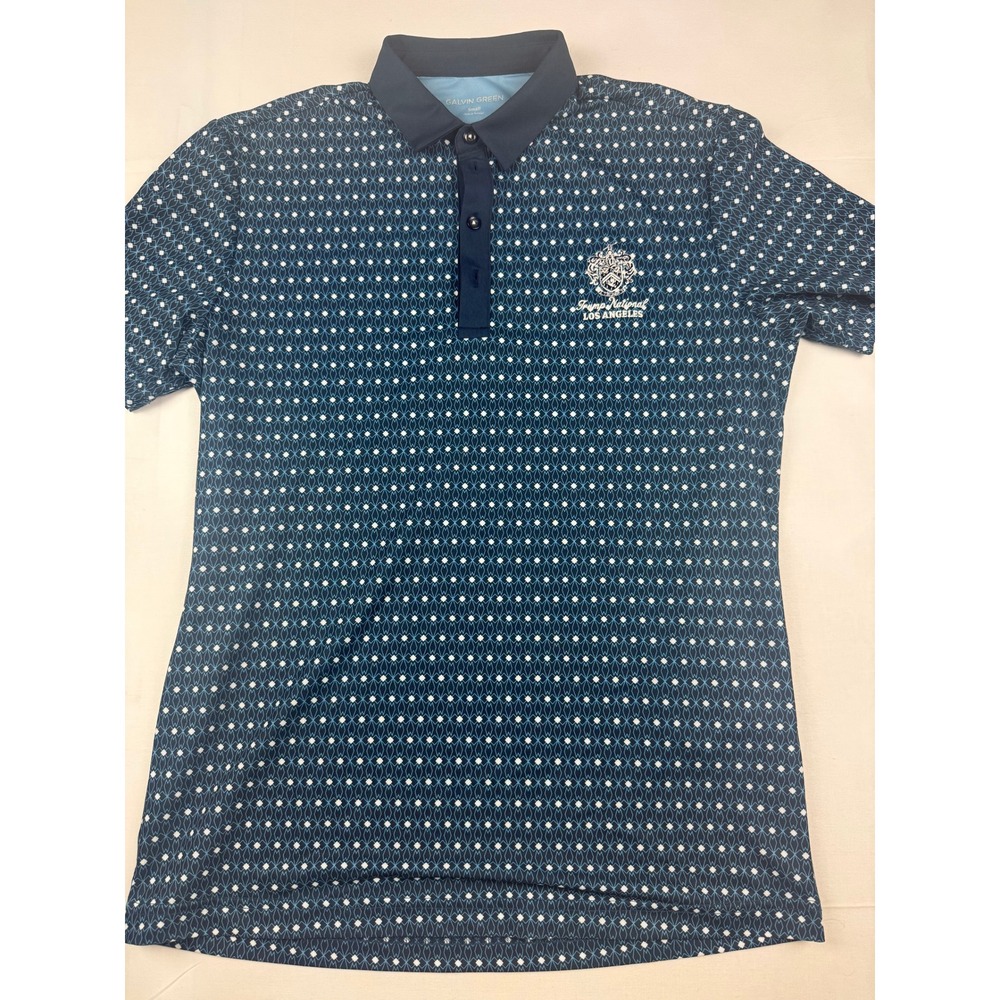 Galvin Green Polo Small Navy Trump National Los Angeles Golf Shirt Geometric
